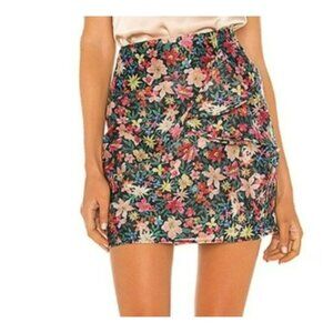 C/Meo Collective Womens Floral Textured Mini Skirt With Ruffle Detail Size S